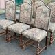 6 Louis XIII style dining chairs in solid twisted wood and ecru fabric from the 19th century
