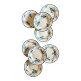 Set of 8 antique deep plates in ironstone, Royat from Sarreguemines.