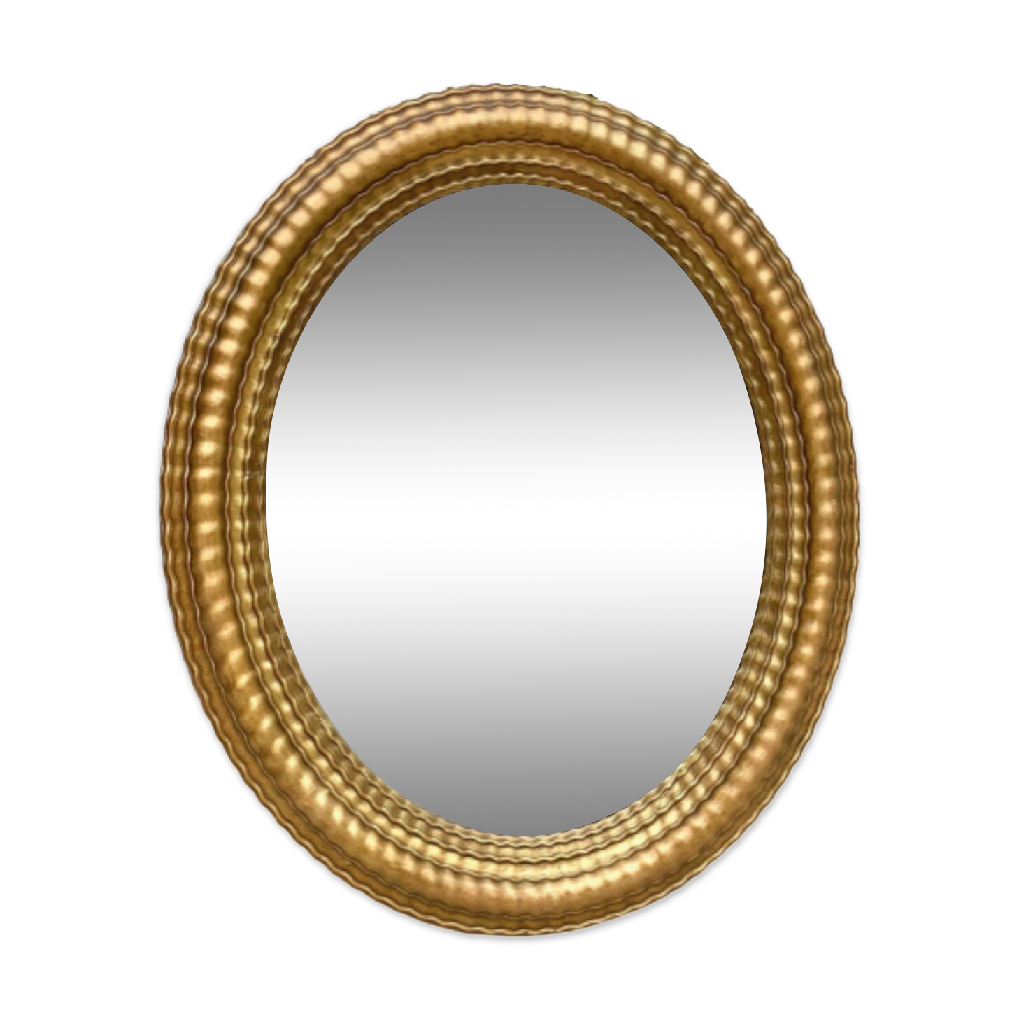 Oval mirror louis XVl with gilded cartouch, napoleon lll, XlXth high 106 cm