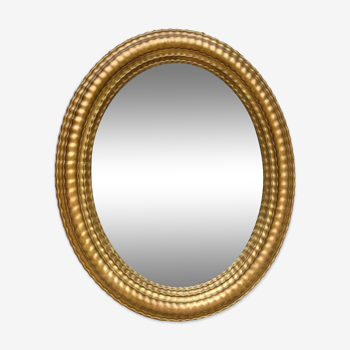 Oval mirror louis XVl with gilded cartouch, napoleon lll, XlXth high 106 cm
