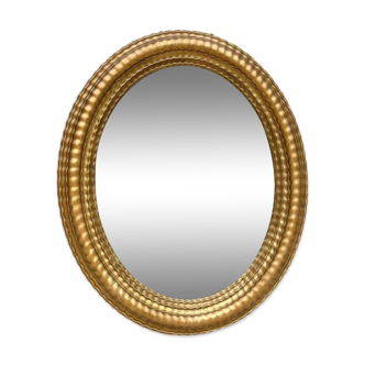 Oval mirror louis XVl with gilded cartouch, napoleon lll, XlXth high 106 cm