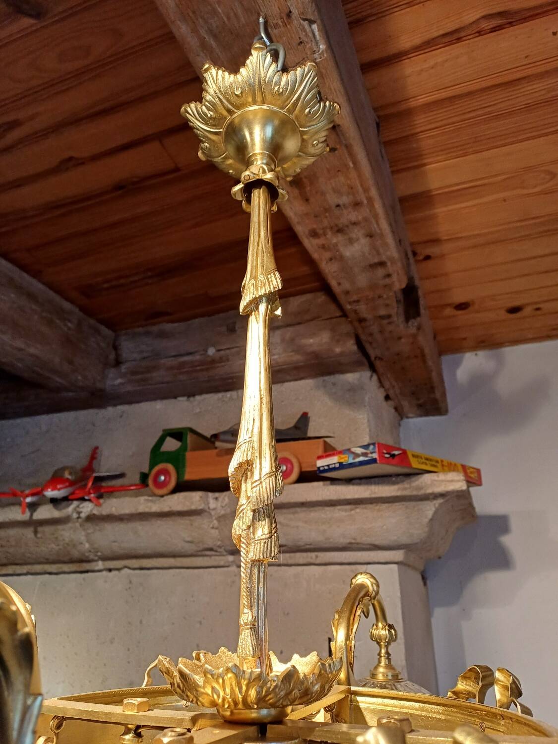 Antique crystal and bronze chandelier from the 19th century