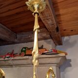 Lustre à pampilles ancien cristal est bronze époque XIXeme