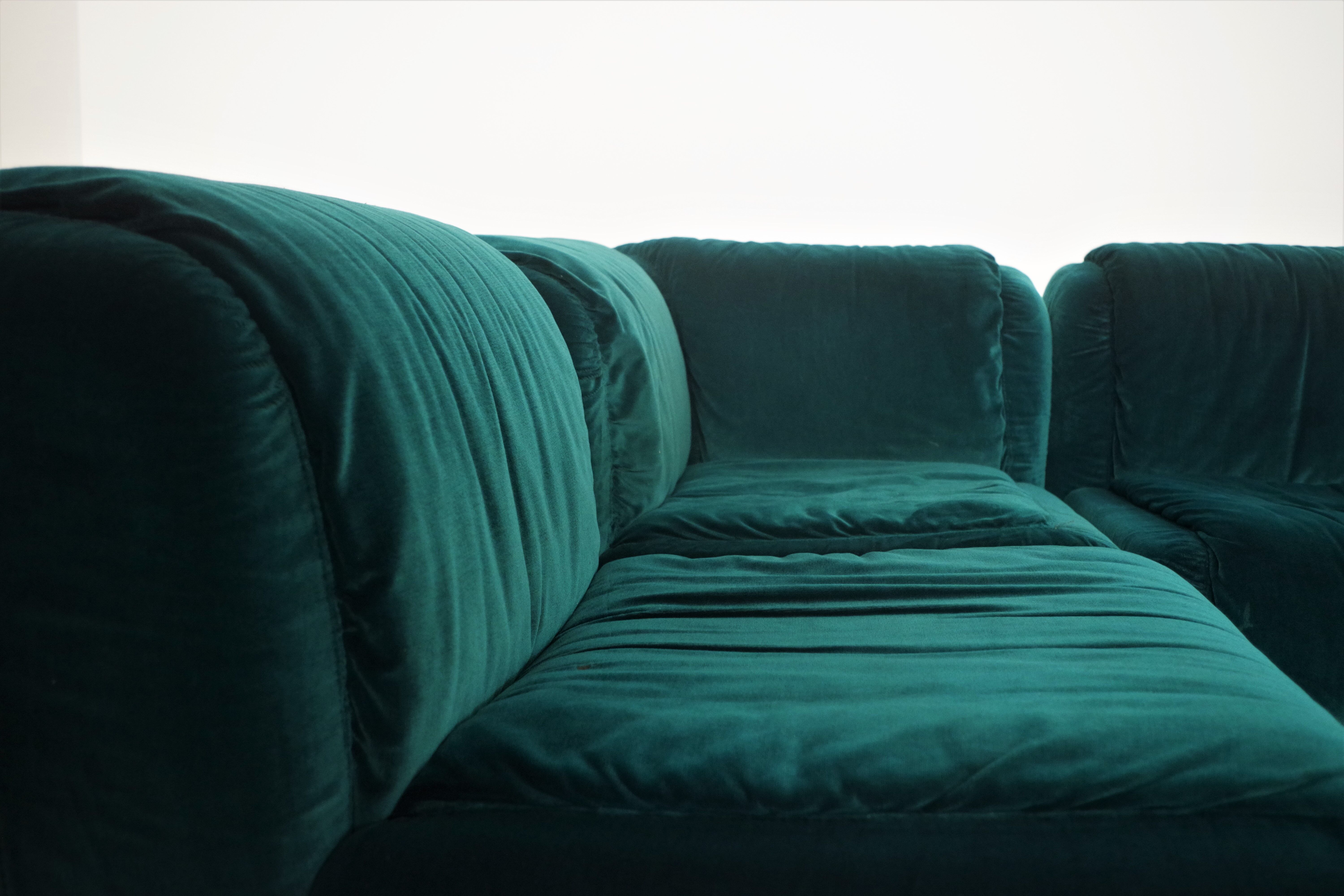 Fauteuils en Chenille de Seven Salotti, 1970s, Set de 5