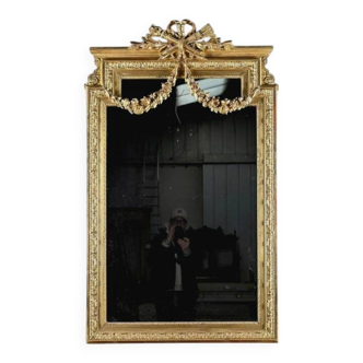 Important gilded wooden mirror, Louis XVI style – second half of the 19th century