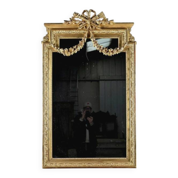 Important gilded wooden mirror, Louis XVI style – second half of the 19th century