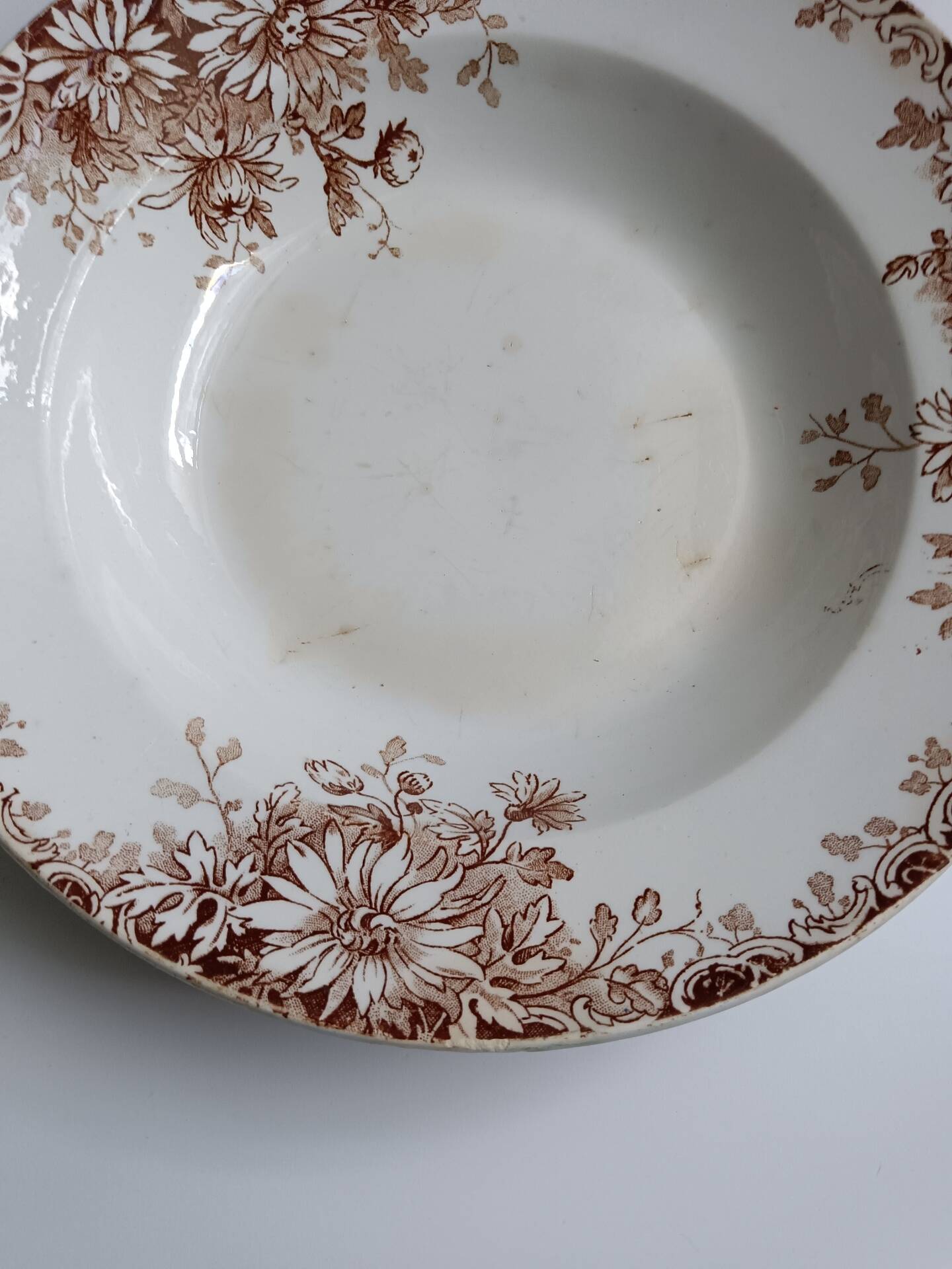 Large deep plate Terre de fer Gien Autumn