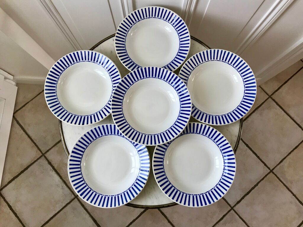 Lot of 6 hollow plates digoin sarreguemines model "monique" 30s