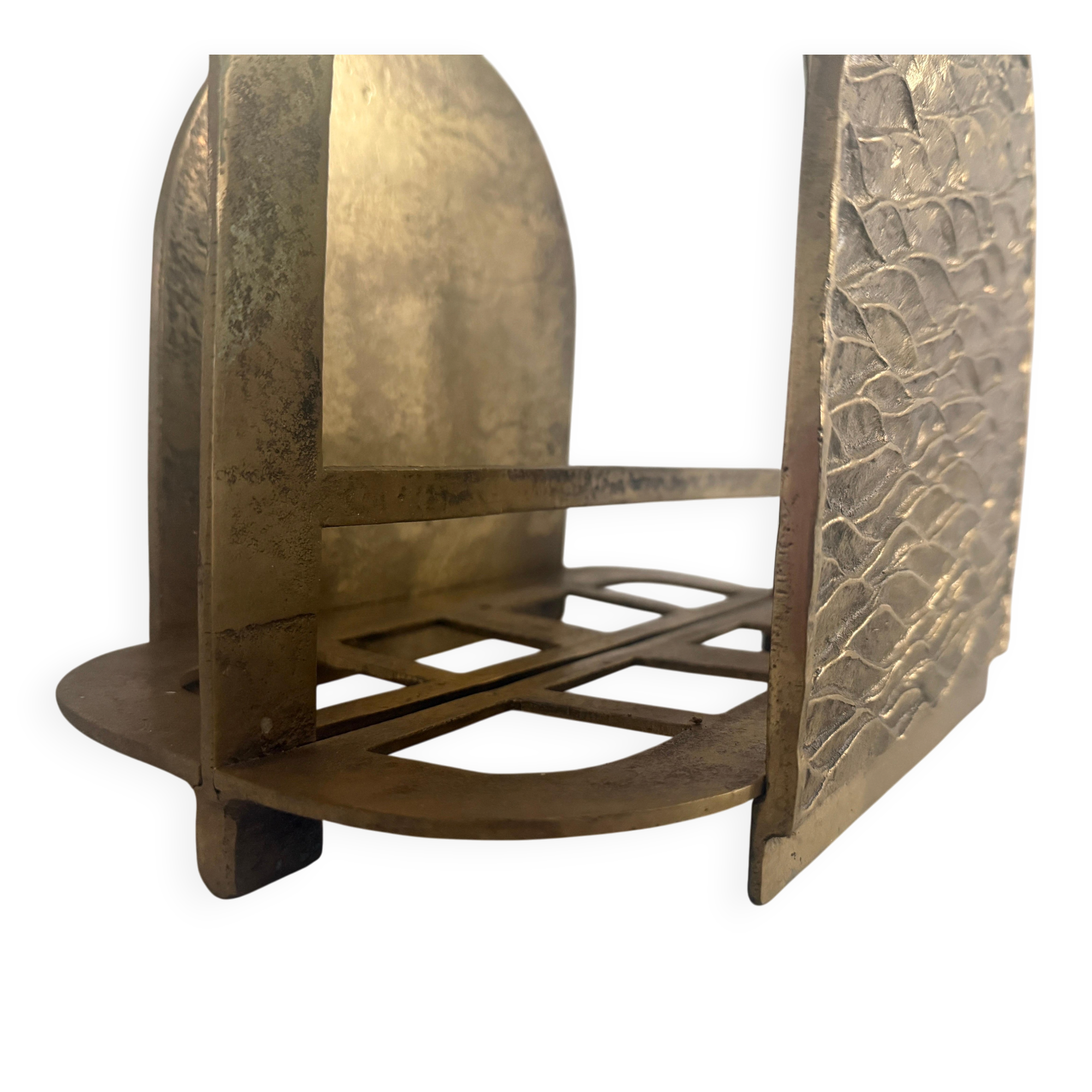 Heavy bronze magazine rack, mid-century modern, 1960, Italy