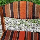 Set of 5 70s designer chairs in beech and orange and brown velvet Self éditeur