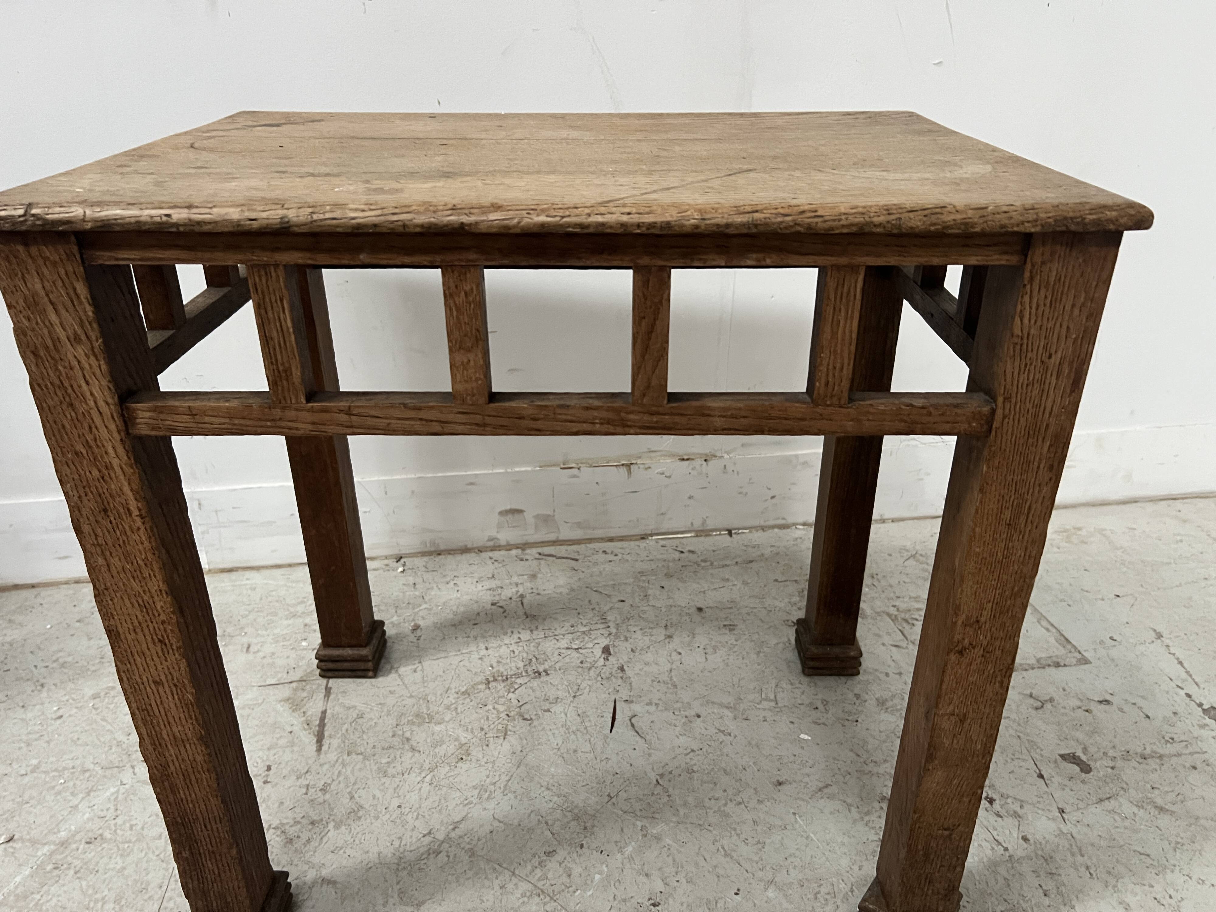 Architectural coffee table in solid oak. 20th century.