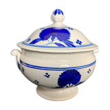 Lunéville, earthenware soup tureen with blue decoration, late 19th century