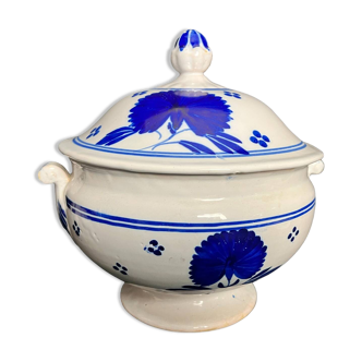 Lunéville, earthenware soup tureen with blue decoration, late 19th century