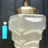 Art deco pendant lamp, frosted glass globe, skyscraper, building