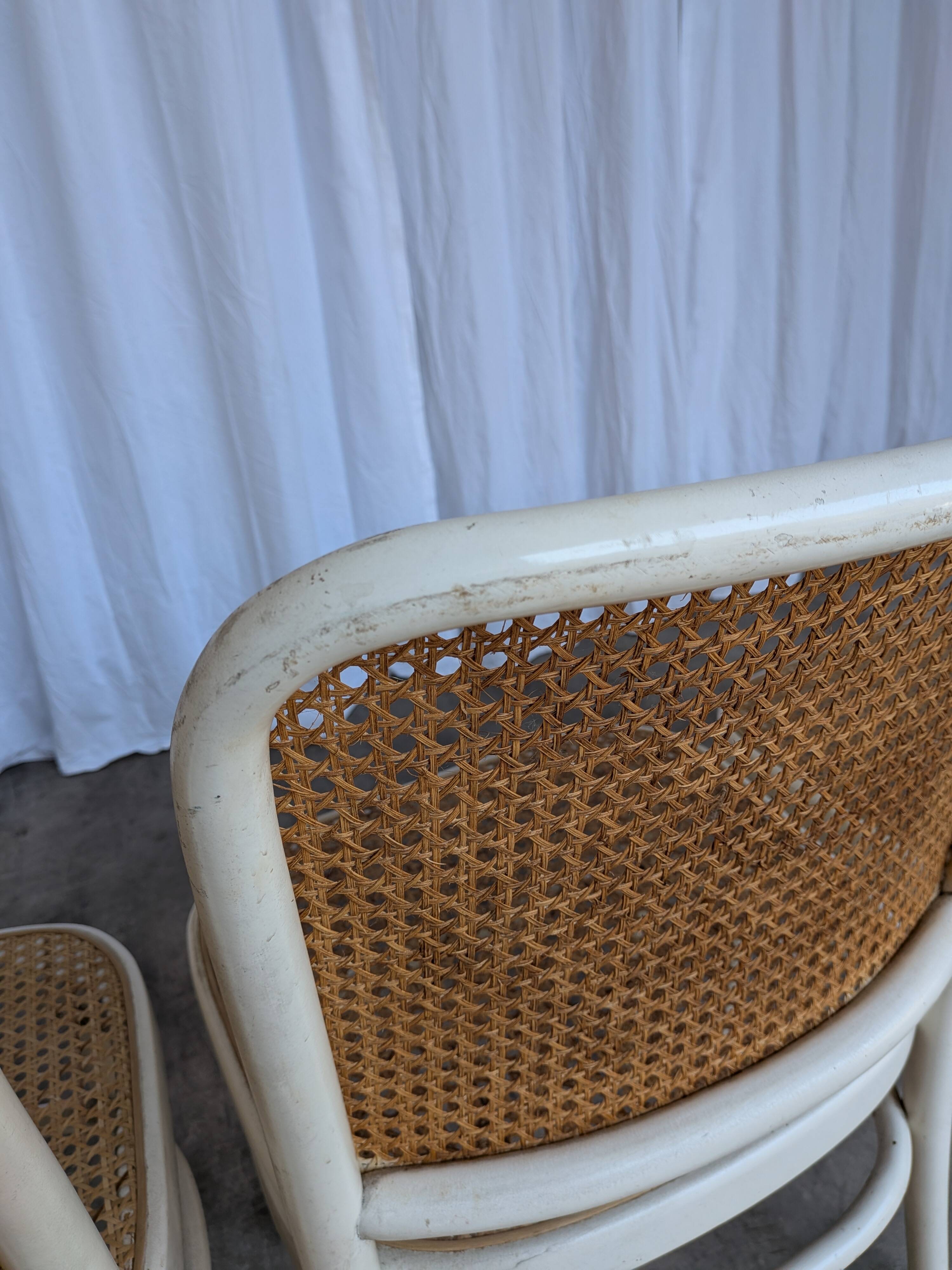 Set of 4 Thonet Style 811 Cane Chair: Josef Hoffman Mid-Century Modern Furn