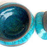 Turquoise raku box with organic shapes