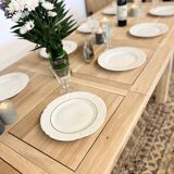 Table de ferme en chêne massif avec 2 rallonges centrales