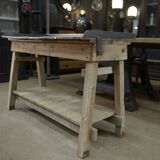 Industrial console table in fir and metal 1930