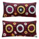 Set of 2 vintage embroidered cushion covers 38x84 cm