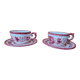 Henriot in Quimper - Set of 2 cups and saucers with a floral design.
