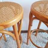 Suite of 3 bar caned vintage stools