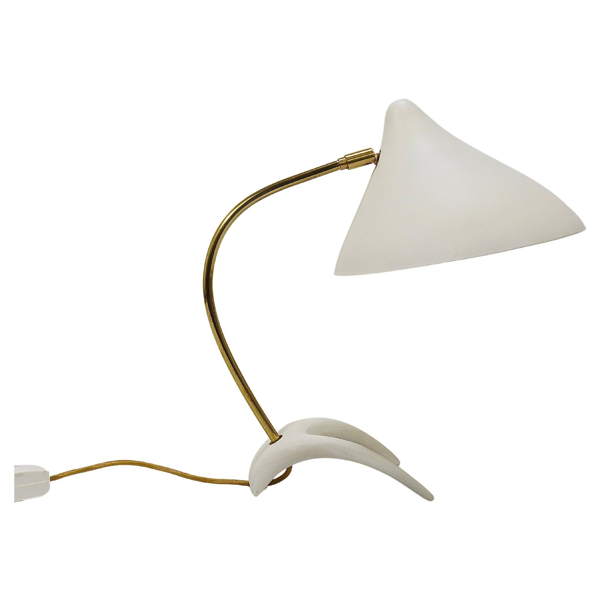 White brass desk or table lamp in the Louis Kalff style from the 1950s.
