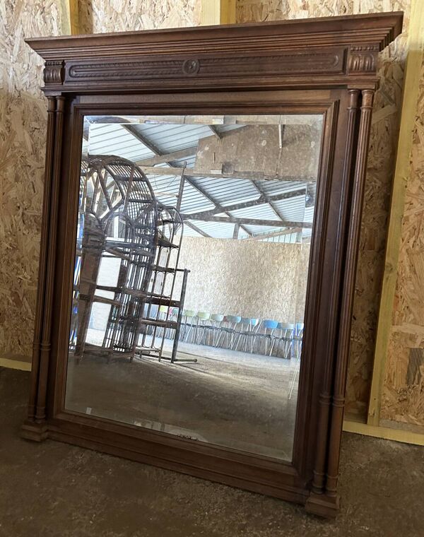 Miroir Trumeau, Henri II, début XXème, chêne et miroir biseauté
