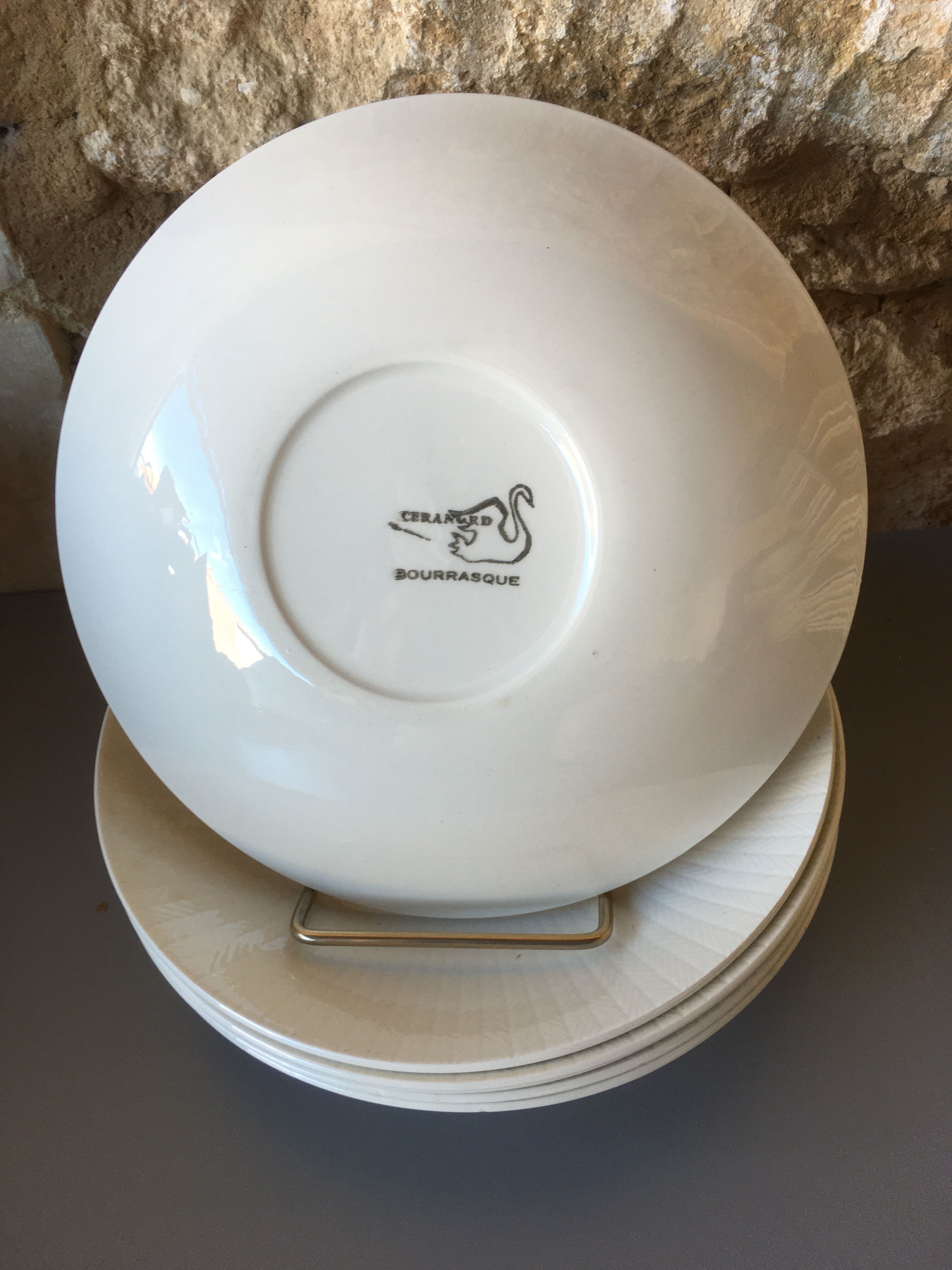 6 hollow plates ceranord earthenware squall pattern