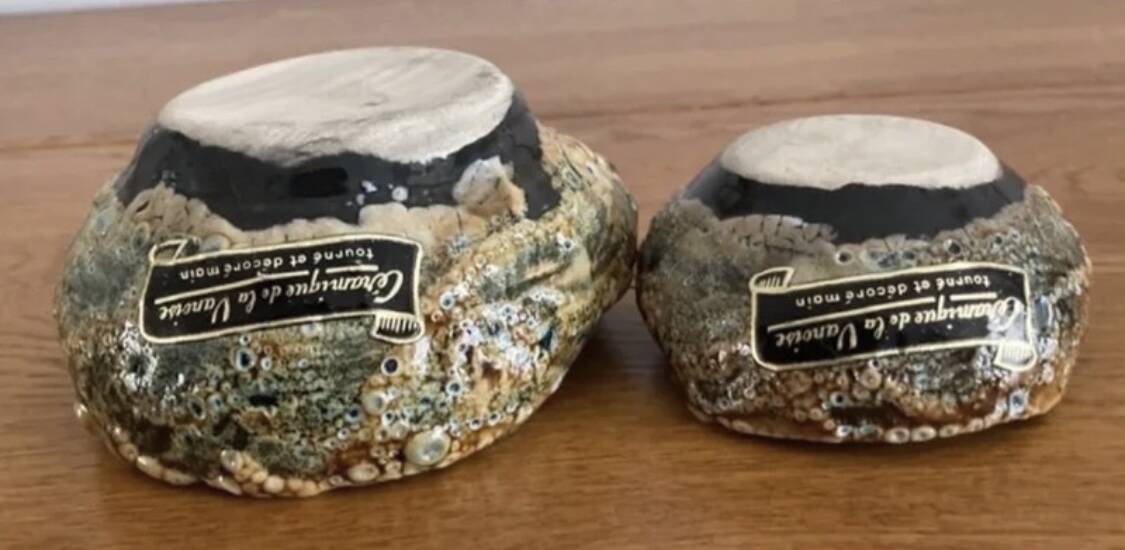 2 vanoise ceramic cups with labels