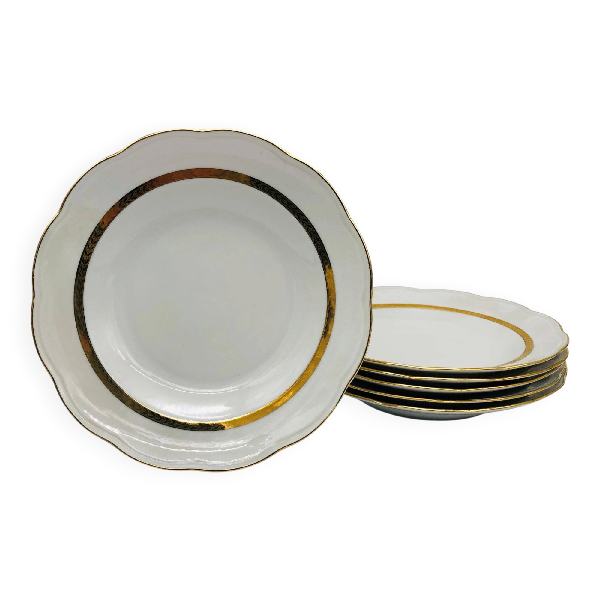6 deep plates. In S.F.P. Limoges porcelain.