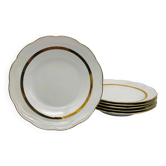 6 assiettes à creuses. en porcelaine s.f.p. limoges.