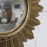 Vintage 1970s convex witch's eye sunburst mirror