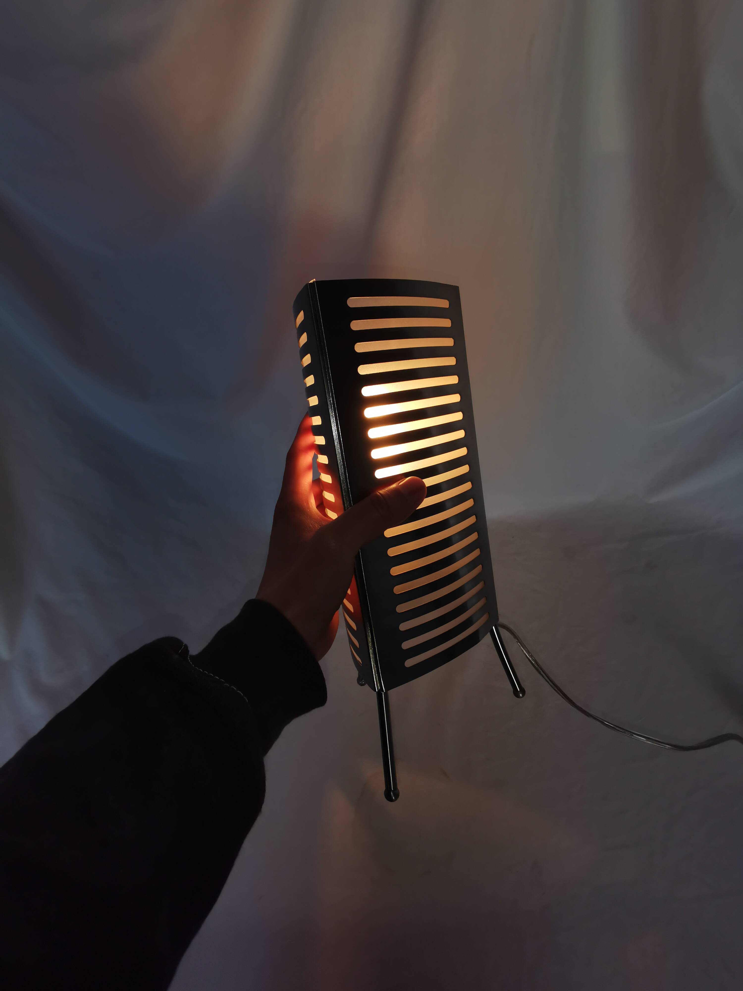 Openwork stainless steel table lamp, Sweden, 1990