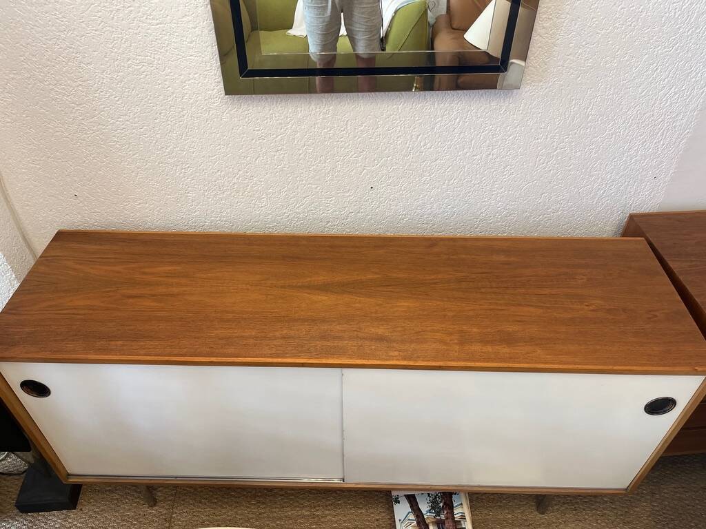 Kurt Thut vintage enfilade in 2 parts, walnut and metal from the 1950s.