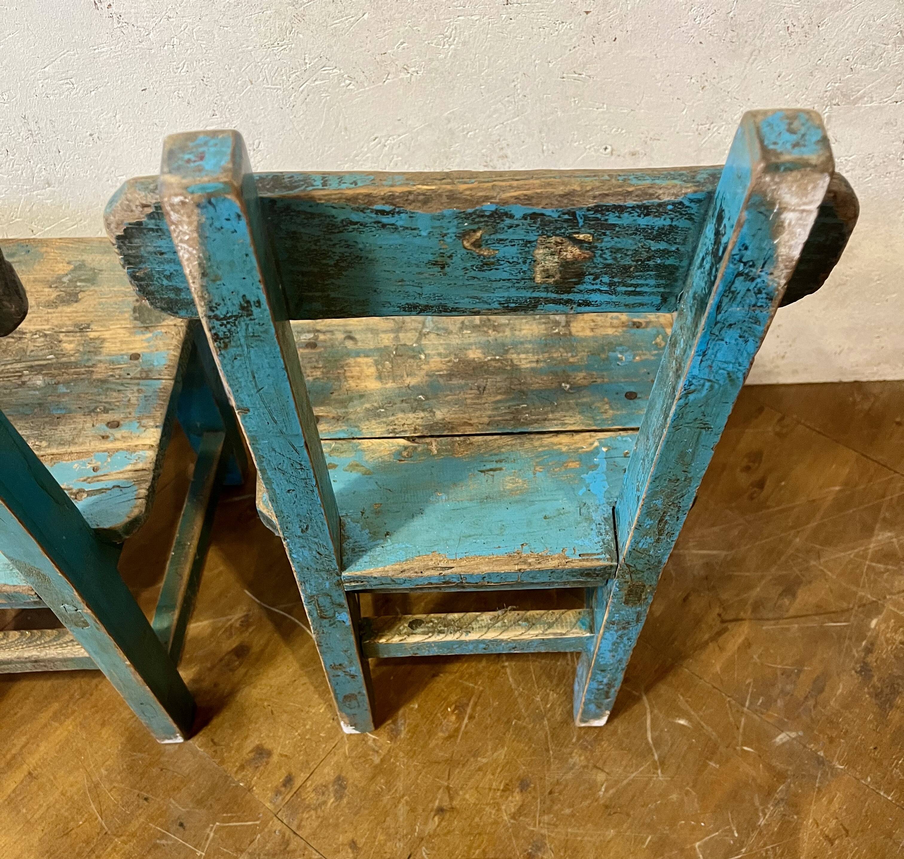 Old pair of small children's school chairs