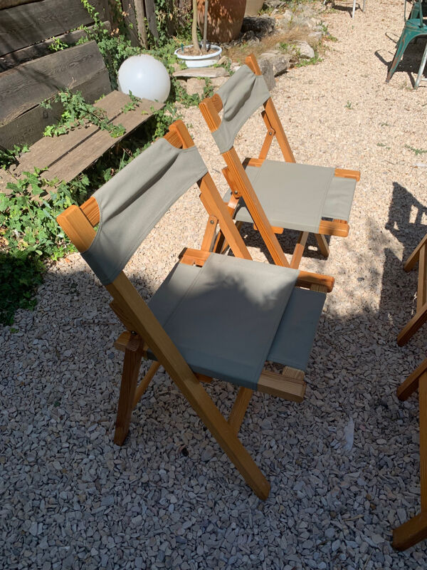 Lot de 4 chaises pliables en pin années 60