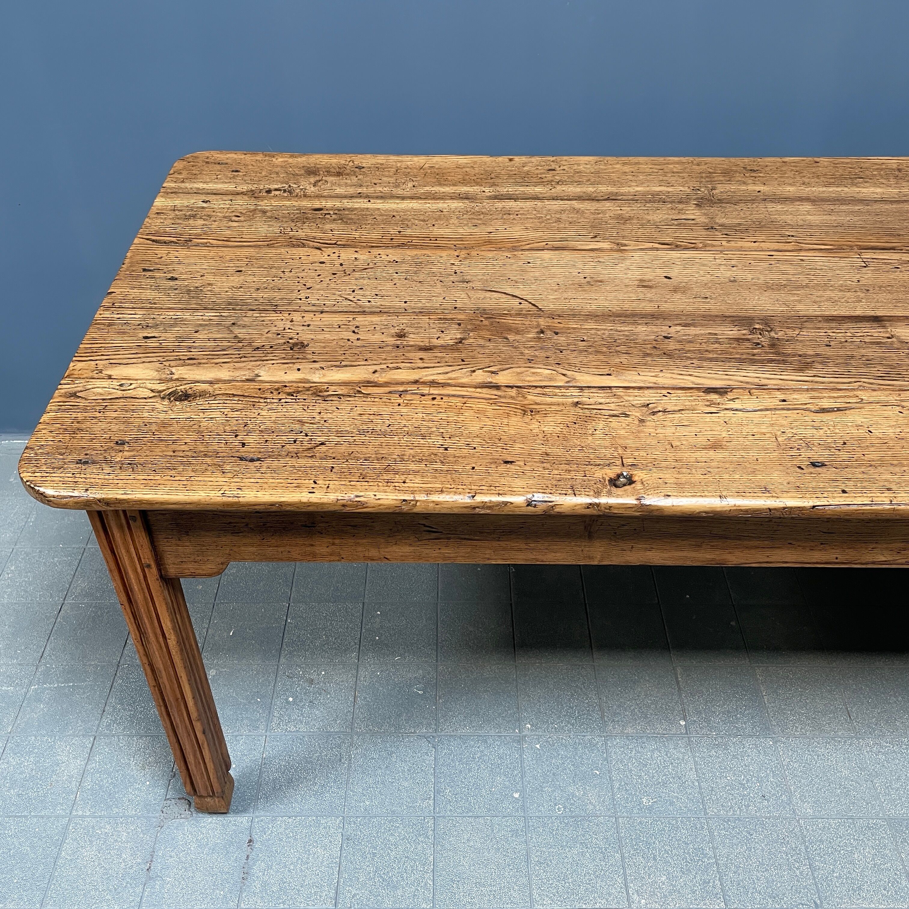 Large oak farmhouse table from France, early 1900s