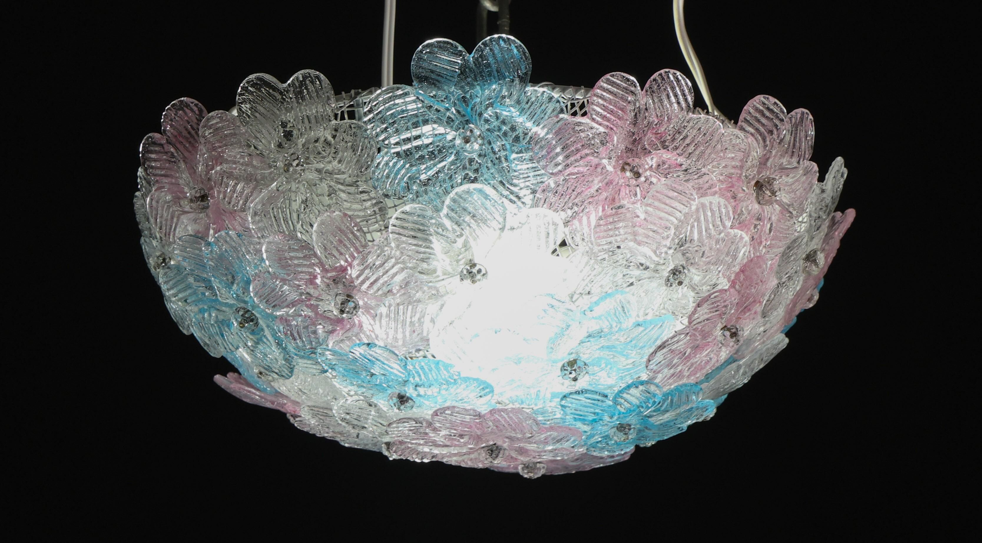 Lustre multicolore Murano Fleur par Seguso pour Venini, Italie, années 1960.