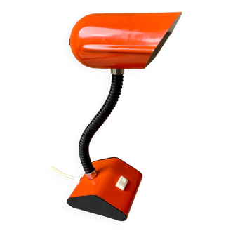 Lampe de bureau Space âge vintage années 70 orange rare diffuseur à casquette