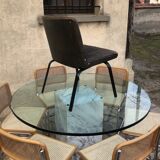 Fauteuil en cuir vert bronze 1950