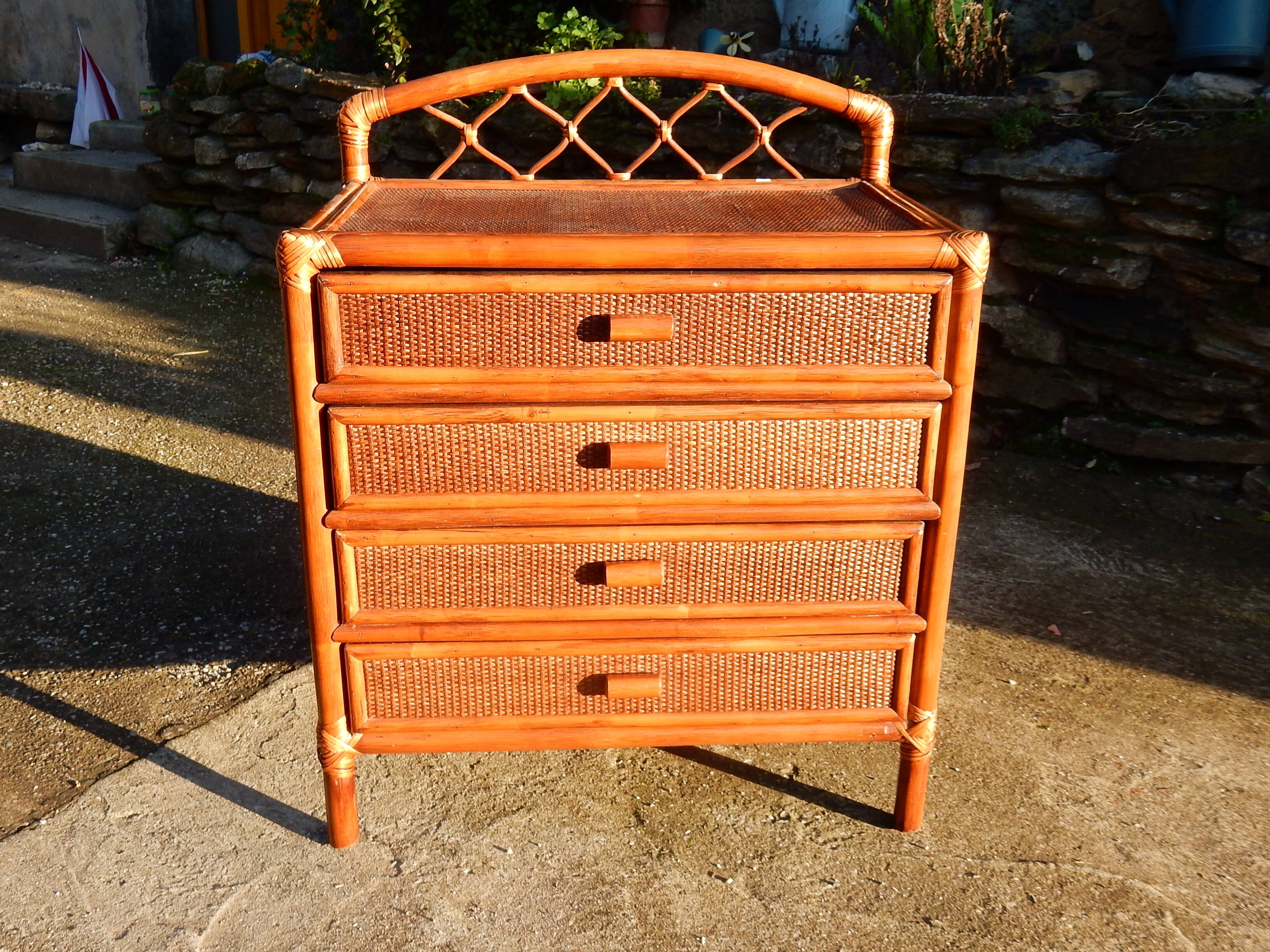 Commode vintage en rotin - Parfait état