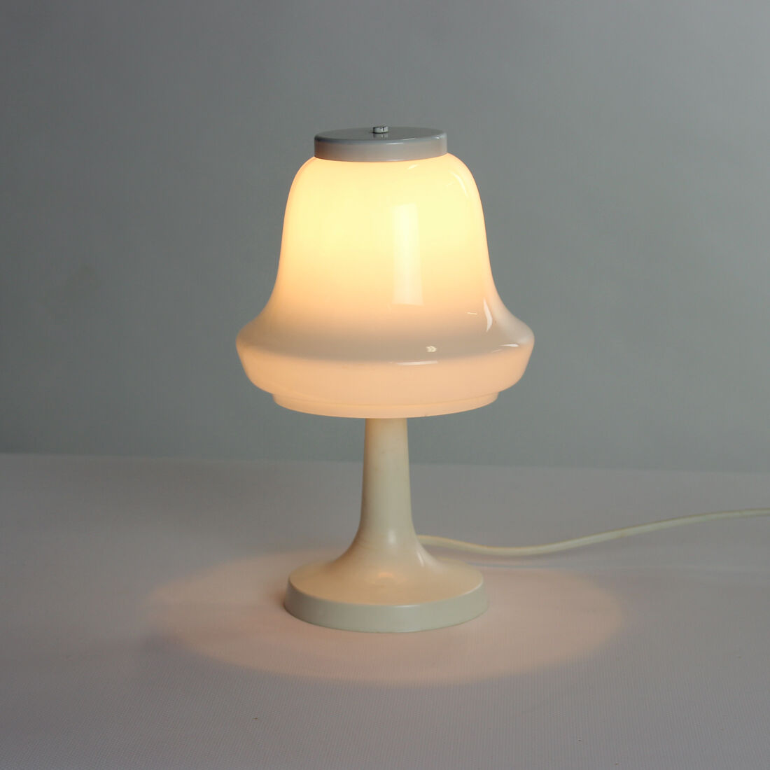 Set of 2 white opaline glass table lamps, Opp Jihlava, Czechoslovakia 1960s