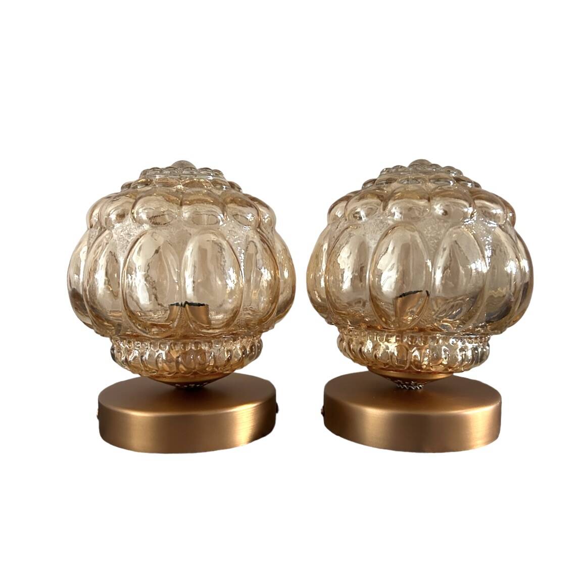 Pair of Scandinavian golden globe wall lights