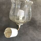 Vintage chandelier pendant lamp in molded glass tulip shape
