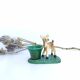 Old empty inkwell ceramic fawn pocket