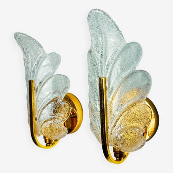 Pair of "leaf" wall lights by Carl Fagerlund, Murano glass, Germany, 1970