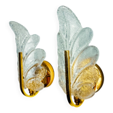 Paire d'appliques "feuilles" de Carl Fagerlund, verre de Murano, Allemagne, 1970