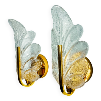 Pair of "leaf" wall lights by Carl Fagerlund, Murano glass, Germany, 1970