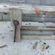 Wooden carpenter's workbench with iron and wooden vice