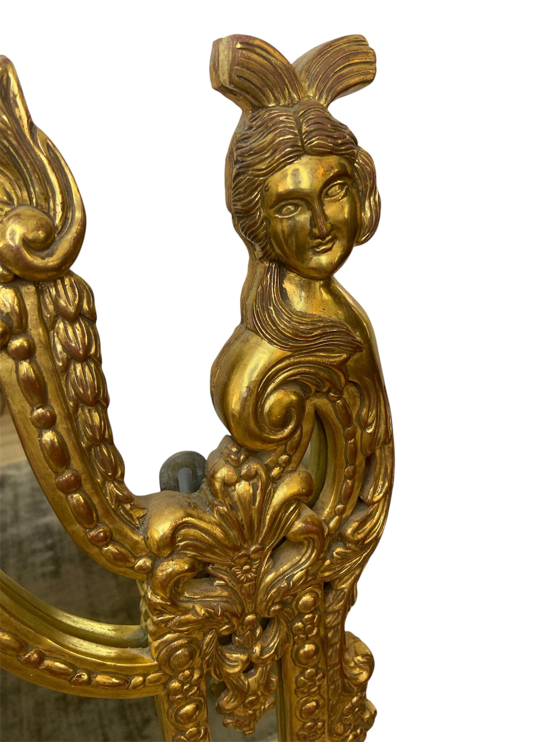 Important antique mirror in carved and gilded wood – Napoleon III style
